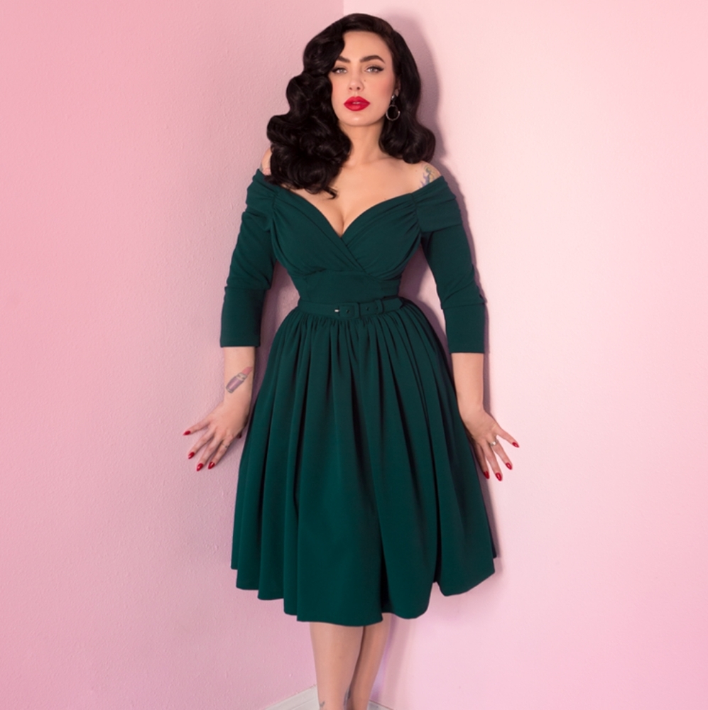 BNWT 4XL STARLET SWING DRESS IN HUNTER GREEN - VIXEN BY MICHELINE PITT